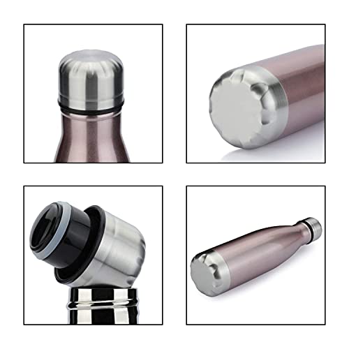 MEWAY 17oz Sport Water Bottle 12 Pack Vacuum Insulated Stainless Steel Leak-Proof Double Wall Cola Shape Water Bottle,Keep Drinks Hot & Cold (Rose Gold,12 Pack) by MEWAY - Image 4