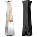 GLANC 48,000 BTU Pyramid Patio Heater, Outdoor Patio Heaters for Outdoor Use with Cover & Wheels, 88" Quartz Glass Tube Propane Heater for Deck Backyard Commercial, Triple Safety Protection (Silver)