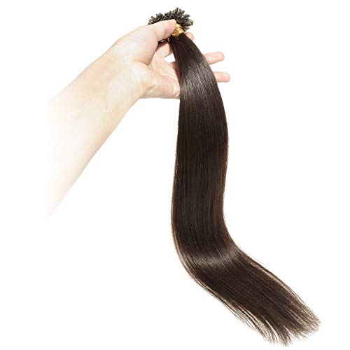 Extension Cheveux Naturel Keratine 1g Cheveux a Chaud Rajout Cheveux Humain 50 Meches #02 Chocolat foncé Cover