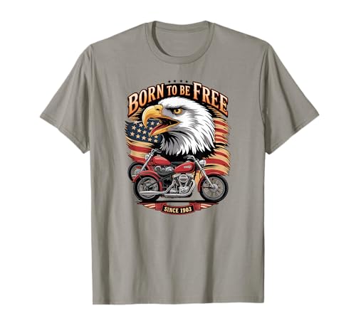 Born to Be Free Bald Eagle Motorcycle Freedom Ride T-Shirt