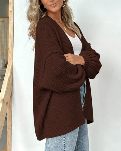 Image of BTFBM Casual Cardigan Sweater for Women Fall 2026 Long Sleeve Sweaters | Fall Outfits, Loose Fit,Solid,Open Front Chunky Knit Sweaters,Chunky Cardigan Sweaters For Women,Checkered Outwear Coat