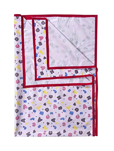 Image of Pookie Plastic Sheet,PVC Sheet for Kids,Rubber Sheet for Babies,Bed Wetting Protector(90 x 135 cm) (Pink ABC123)