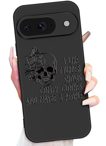 Toycamp for Google Pixel 9 Case 6.3 Inch - Women Girls Skull Cute Phone Cover Black Frosted Slim Fit Design Soft TPU Shockproof Protective Girly Pretty Cool Teens Fashion Unique for Google 9 Case - image 1