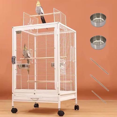 best bird cages for flying that will surprise every bird owner 7 xixi-home Clear Parrot Cage,Metal Bird Cage Ornamental Cage -with Play Top and Wheel,Large Bird Cage Flying Birdcage for Outdoors (Type B - White)