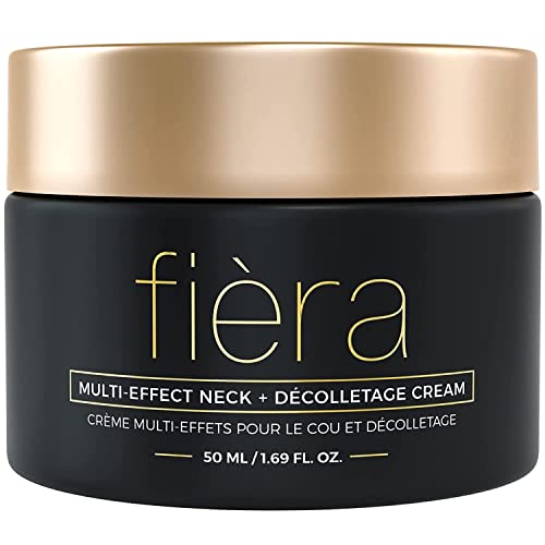 Fièra Neck Firming & Tightening Cream - Anti Aging Moisturizer For Neck - With Glycolic & Hyaluronic Acid, Squalane, Willow Bark Extract - 1.69 Fl. Oz. / 50 Ml #TOP1