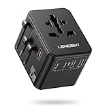 LENCENT Adaptateur Prise Universelle PD 45W avec 3 USB C, 2 USB A, Adaptateur Universel de Voyage Prise International France vers Anglaise UK Irlande USA Canada Australie Chine Japon Thaïlande