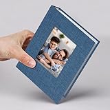 Vienrose Small Photo Album 4x6 Slip-in Picture Album 50 Pages Holds 100 Photos, Portable Photo Book 4x6 for Wedding Family Baby Travel Blue