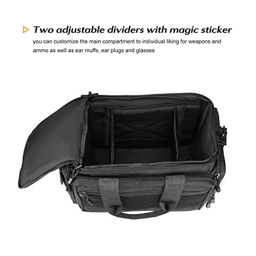 ProCase Taktisch Waffentasche, Deluxe Gepolstert Pistol Shooting Range Reisetasche Große Pistole Magazin Munition Waffen Zubehör Beutel fürJagd Schießstand Sport -Schwarz