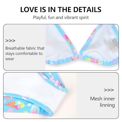 POWER FLOWER Mädchen 3-teiliges Badeanzug-Set, Bikini-Set mit Coverup zum Schwimmen, Zweiteiliger Badeanzug mit Coverup für Mädchen von 4 bis 16 Jahren (8-10 Years, LA665-Blue)