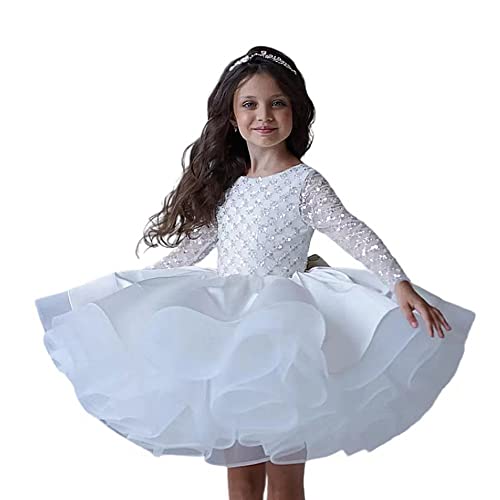 Flower Girl Dress, Kids Wedding Sequin Lace Tutu Dresses, Toddler Princess Birthday Party Gown