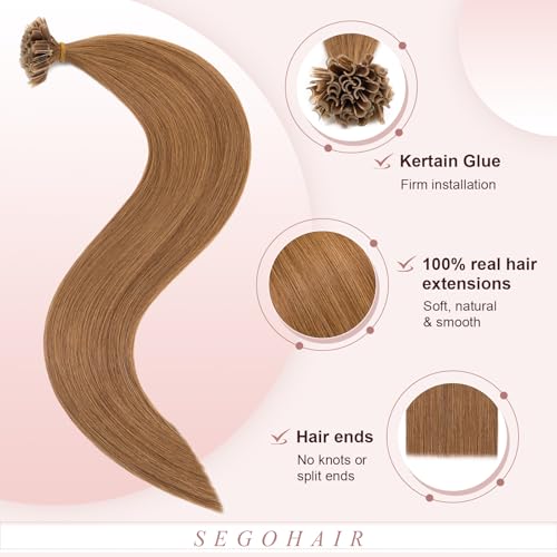 SEGOHAIR U Tip Hair Extensions Pre Bonded Hair Pieces Remy Human Hair Extensions 50 Strands 1g/Strands U-Tip Keratine Nail Fusion 22 inch Chestnut Brown - Image 3