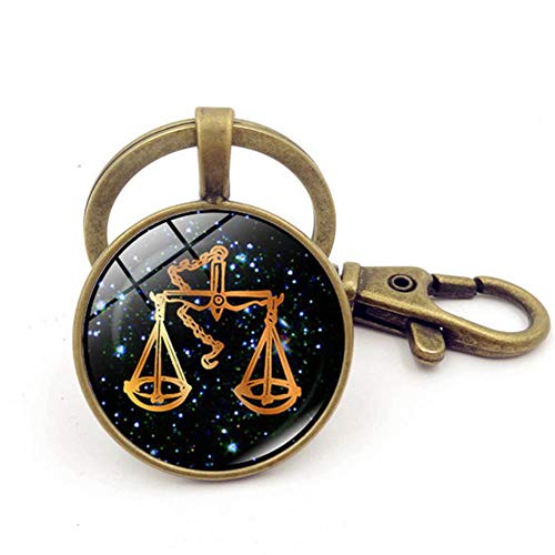 Preisvergleich Produktbild Cranky Orange Geschenk niedlichen Cabochon Sternzeichen Schlüsselanhänger Widder Leo Konstellationen Schlüsselanhänger Jungfrau Fische Schlüsselanhänger Ringe Anhänger Frauen, Waage Schlüsselbund