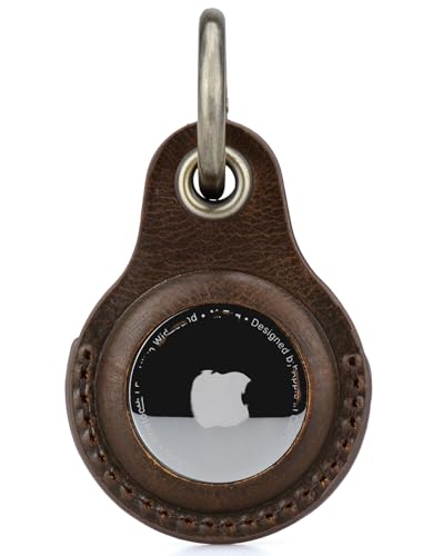 Funda de Airtag para perro anti-pérdida con cuero protector café