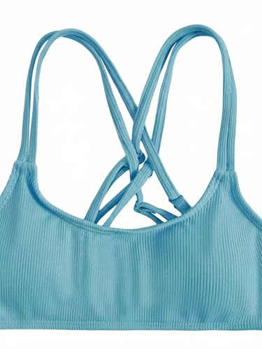Image of Milumia Girl's 2 Piece Swimsuits Criss Cross Spaghetti Strap Bikini Sets Beachwear Bathing Suit