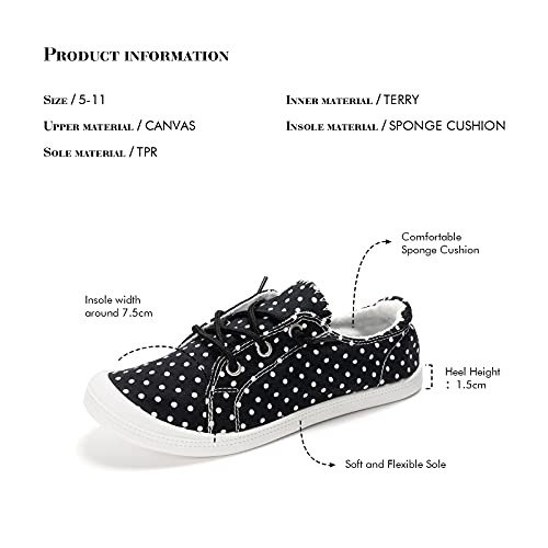 Image of FUNKYMONKEY Slip-On Canvas Sneakers for Women, Comfortable Lightweight Lace-Up Flat Casual Tennis Shoes Breathable Walking Shoes for Everyday Wear
