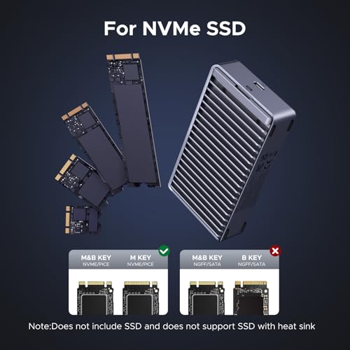 UGREEN 40Gbps M.2 NVMe SSD Enclosure, Aluminum NVMe Enclosure w/ Dual-Sided Fin Heat Sink, No-Fan-Noise M.2 Enclosure Compatible Thunderbolt 4 / USB4 for MacBook Pro M4, Mac Mini M4, Up to 3848MB/s - Image 4
