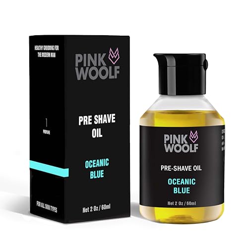 Pink Woolf Pre Shave Oil for Men – Shaving Oil for Smooth, Razor Burn Free Shave | Softens Beard, Reduces Irritation | Oceanic Blue | 2 Fl Oz