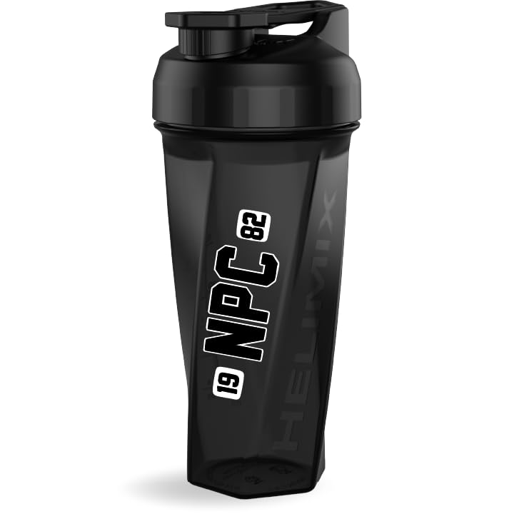 HELIMIX 2.0 NPC – Botella mezcladora Vortex con licencia oficial de la NPC con capacidad para hasta 28 onzas, sin bola de mezcla o