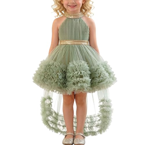 Vestidos de tul de encaje de flores para niña con acabado suave de princesa