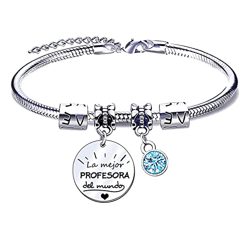 JRZDFXS Regalo de Profesora Pulsera de Mujer Regalo Pulseras Maestro Gracias Maestro por el Regalo Grabado Pulsera Graduación Cumpleaños Regalo del dia del Maestro (2)