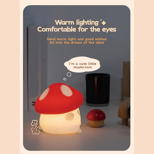 Lámpara nocturna LED recargable con forma de hongo miniatura 6