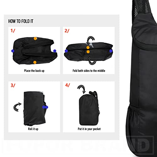 Foldable Ultra Lightweight Hiking Daypack - 15L Water Resistant Packable Backpack With Smooth Zipper & Adjustable Shoulder Strap For Travel Outdoor Walking Trekking Camping Women Men Outdoor/Black #TOP5