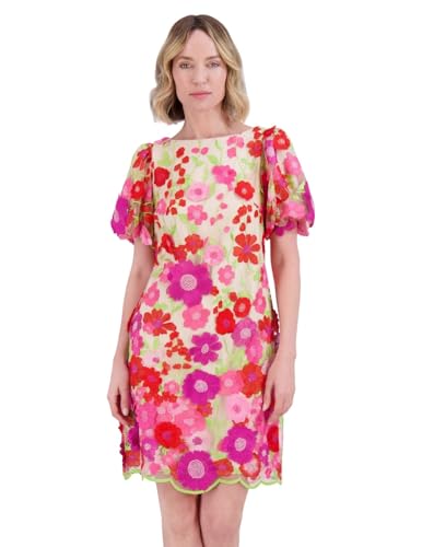 Eliza J Womens Floral Pink Puff Sleeve Midi Dress Pink 12