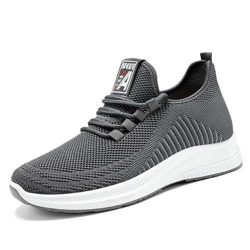 DOWNHI Baskets et Chaussures de Sport Homme, Running Fitness Sneakers Respirant Légères Casual Gym Multisports Basses Trail Running Shoes,Gray-8 UK/42 EU