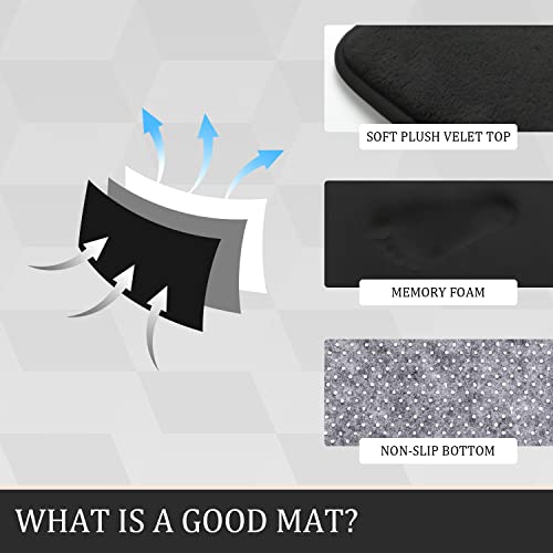 Image of YIHOUSE Bathroom Rug Sets 3 Piece, Memory Foam Bath Mat, Non Slip Super Absorbent Soft Bathroom Mats, Machine Washable Bathroom Floor Mats Sets for Sink,Tub, Shower and Toilet,Black