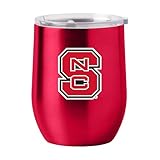 Logo Brands NCAA NC State Wolfpack 16oz Alternate Stainless Curved Beverage Tumbler - Double-Wall Insulation, Non-Slip Silicone Base, Keeps Drinks Hot or Cold