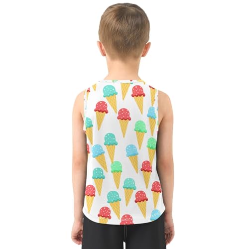 J JOYSAY Ice Cream Cone White Boys Tank Top Sleeveless Muscle Shirts Quick Dry Kids T-Shirts 3-15T3