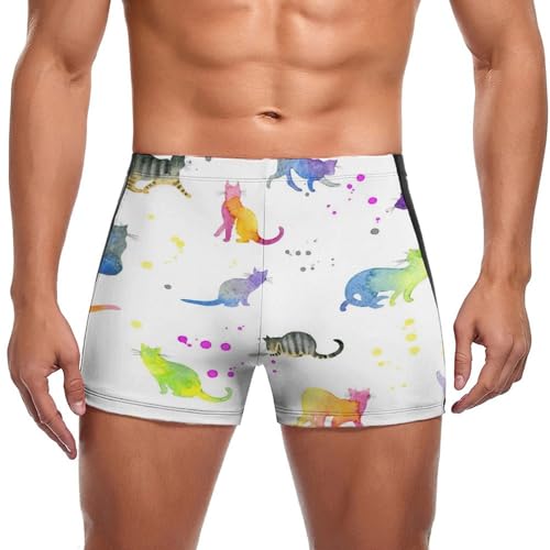 Short de bain homme avec motif chat coloré pour la plage
