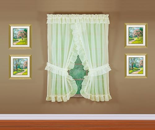 Image of Today's Curtain, Emelia Priscilla Sheer Pair 96 inch W x 84 inch L, Ecru, 5-Piece-Set