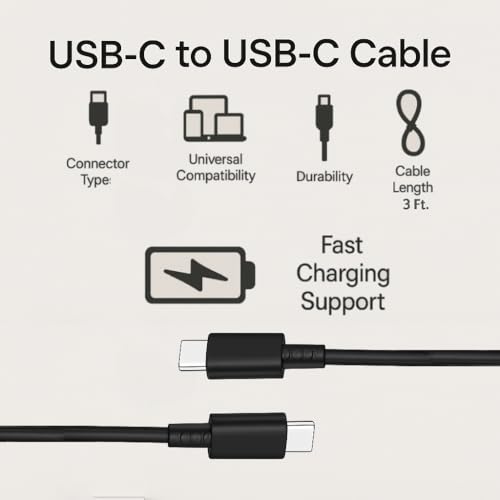 Image of 45W USB Type C to C Fast Charging Cable Compatible with Samsung S25 /S24 /S24 /S23 /S22 /S21(Ultra /Fe) M36 /M35 /M07 /06 /05,(S /A /F /M) All Series, High Speed Data Transfer Upto 480 Mbps