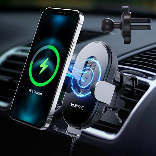 Vantrue Q1 Wireless Car Charger, Qi 15W Fast Charging Auto Clamping, Air Vent Car Phone Holder Mount for iPhone 12/12 Pro Max/11/11Pro/XS/XR/X/8, Samsung S21 S20/Note 20/Note 10+/S10, LG G7 G8 V30+