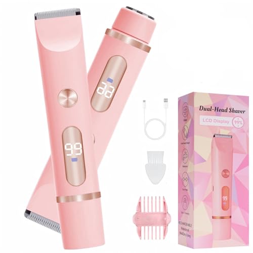 Afeitadora Eléctrica 2 en 1 para Mujer, Recortadora íntima, Recortadora de Bikini, Afeitadora de Bikini, Afeitadora Mujer para cara, piernas, axilas