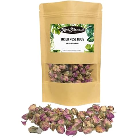 Edible Dried Pink Rose Buds | 50 + Servings | 100% Natural | For Cocktail Garnishes, Baking, Cake Decorations, Soap Making & Tea, Cocktail Flowers, Decorations, Confetti | Dried Roses | Award-Winning Cover