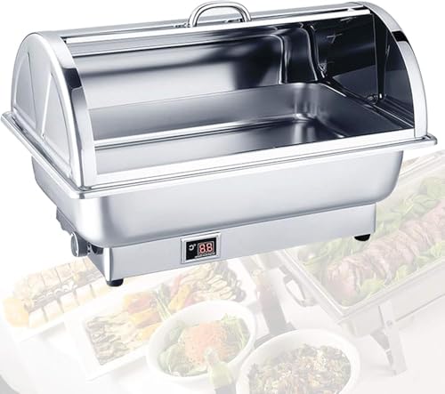 JKJZSALJ Electric Chafing Dish Food Warmers, Stainless Steel Buffet Server For Catering And Banquet Dining, Adjustable Temperature,A