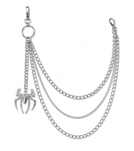 Image of Spider Charm Multilayer Pants Chain, Silver Gothic Belt Chain