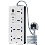 UK Power Strip outlets socket 6 AC Plug Outlets Extender switch and 3 USB & 1 type-c Ports, 2500W/10A,5.9Ft Plug Heavy Duty Extension Cord for Home, Office (White)