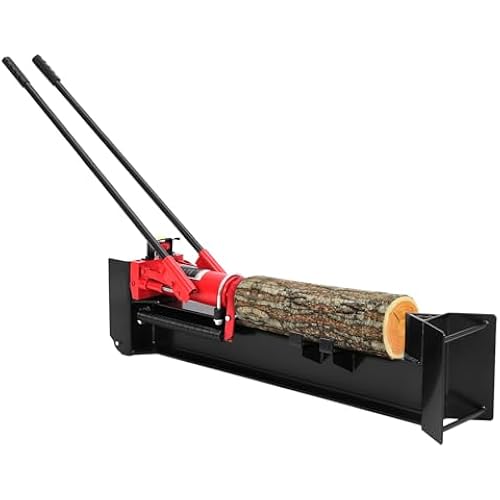 GarveeTech 12 T Hydraulic Log Splitter Wood Cutter, Manual Log Splitter with Horizontal Full Steel Beam & Built-in Wheel
