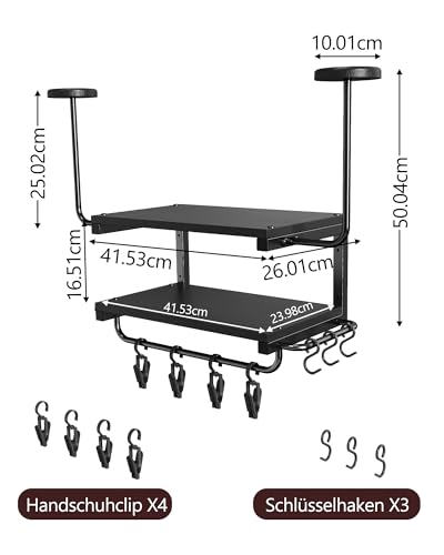 CNTSLNB Motorradhelm Halterung Wand für 2 Helme, Motorrad Garderobe Wand mit Kleiderbügel und Haken, 30 kg Tragfähigkeit, geeignet für Fahrrad und Skihelme (Schwarz)