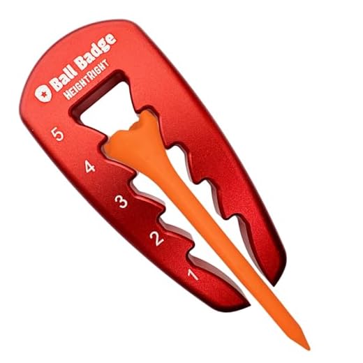 Ball Badge HeightRight Adjustable Golf Tee Height Tool – Precision Tee Height Setter for Consistent Swings, Durable Aluminum Design, Easy-to-Use Golf Training Aid (Red)