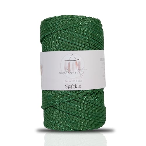 Makromecity Sparkle Polypropylene Macrame Cord 3mm x 131 Yards (394 feet) Premium Polyester Macrame Cord for Macrame Art & Crafts for Wall Hangings, Bags, Underplate, Rug