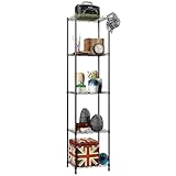 YisanCrafts 5 Tier Metal Storage Rack Adjustable Storage Shelf Wire Shelving Unit Storage Shelves Metal 660Lbs Capacity 17' L x 13' W x 63' H for Pantry Closet Kitchen Laundry Black