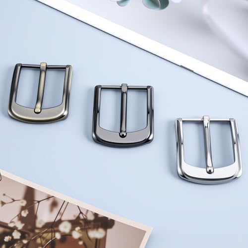 3 Pack Belt Buckle for Men, Metal Belt Buckle Single Prong Square Belts Buckles for Men and Women, Replacement Belts Buckles (Silver, Black, Bronze)