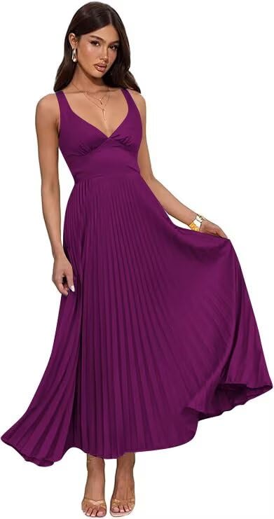 Women's Satin Bridesmaid Dresses for Wedding Tea Length V Neck Formal Evening Party Dress