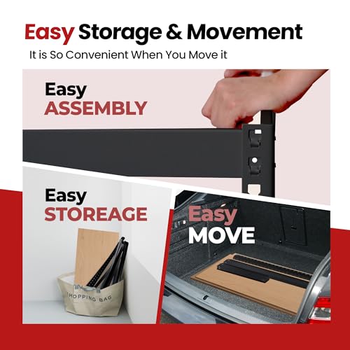 HOMEDANT 5 Tier Heavy Duty Garage Shelving Adjustable Metal Rack Storage Shelves Standing Shelf Unit Organizers Industrial Warehouse Basement (1, Black, 47.7" W x 18.2" D) by HOMEDANT - Image 6