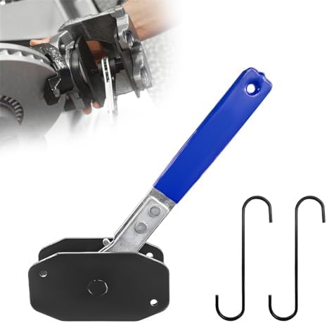 MUQIDA Brake Caliper Press Tool, Ratcheting Caliper Piston Spreader Compression Tool with 2 Hooks, 360 Degree Swing Ratchet Expander Wrench Press Tools for Brake System Maintenance (Blue)