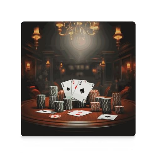 Dessous de verre en céramique poker (lot de 6) carrés pour protection de table - 4
